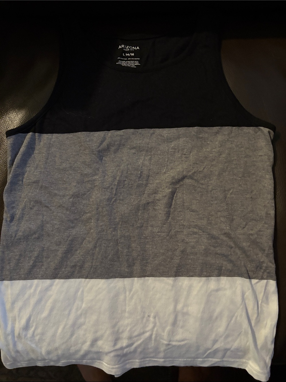 Arizona Jean Company Boys Black, Gray & White Colorblock Tank